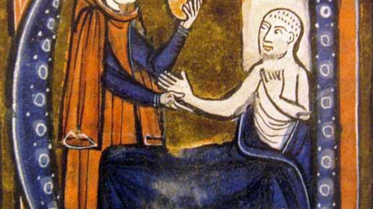 3061515 Spain / Iran: European depiction of the Persian physician and polymath al-Razi, Receuil des traites de medecine, Gerard of Cremona (12501260).; (add.info.: Abu Bakr Muhammad ibn Zakariyya al-Razi, also known by his Latinized name Rhazes or Rasis (854 CE - 925 CE), was a Persian polymath, physician, alchemist, philosopher, and important figure in the history of medicine.
A comprehensive thinker, Razi made fundamental and enduring contributions to various fields, which he recorded in over 200 manuscripts, and is particularly remembered for numerous advances in medicine through his observations and discoveries. An early proponent of experimental medicine, he became a successful doctor, and served as chief physician of Baghdad and Rey hospitals.
Gerard of Cremona (Latin: Gerardus Cremonensis), c. 1114-1187, was an Italian translator of scientific books from Arabic into Latin. He worked in Toledo, Spain and obtained the Arabic books in the libraries at Toledo. Some of the books had been originally written in Greek and were unavailable in Greek or Latin in Europe at the time.
Gerard of Cremona is the most important translator among the Toledo School of Translators who invigorated medieval Europe in the twelfth century by transmitting the Arabs and ancient Greek knowledge in astronomy, medicine and other sciences, by making the knowledge available in the Latin language.); Pictures from History;  it is possible that some works by this artist may be protected by third party rights in some territories.